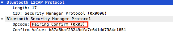 Confirmation value sent from responding device to the initiation device.